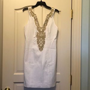 White and gold Lily tank dress